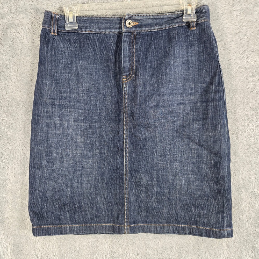 Banana Republic Dark Wash Denim Pencil Skirt Stretch Size 2 Cargo Back Pockets